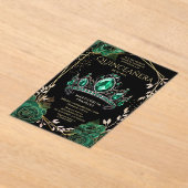 Quinceañera Emerald Green Tiara Black Spanisch Acryleinladungen (Ablage )