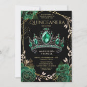 Quinceañera Emerald Green Tiara Spanisch Einladung (Vorderseite)