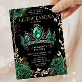 Quinceañera Emerald Green Tiara Spanisch Einladung