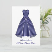 Quinceañera español Invitación vestido elegante Einladung (Stehend Vorderseite)