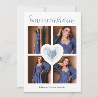 Quinceañera Español Tendencia Corazón Azul 4 Fotos