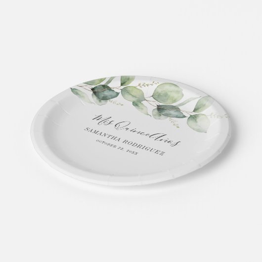 Quinceanera Eucalyptus Grandtochter 15. Geburtstag Pappteller (Schrägansicht)