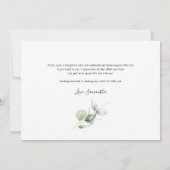 Quinceanera Eucalyptus Handschrift Vielen Dank Einladung (Rückseite)