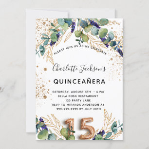 Quinceanera Eukalyptus Grün glänzend elegant Einladung