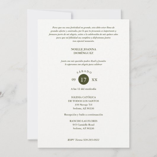 Quinceañera Extravaganter Arch-Effekt Wisteria Blu Einladung (Rückseite)