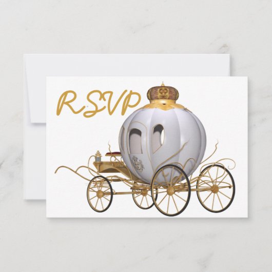 Quinceanera Fairy Tale Prinzessin Gold und Weiß Einladung (Vorderseite)