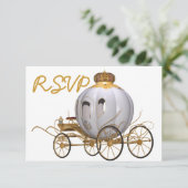 Quinceanera Fairy Tale Prinzessin Gold und Weiß Einladung (Stehend Vorderseite)