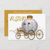 Quinceanera Fairy Tale Prinzessin Gold und Weiß Einladung (Vorne/Hinten)