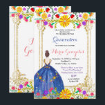 Quinceanera Farbige Blume Gold Einladung<br><div class="desc">Quinceanera Farbige Blume Gold Einladung Mis Quince Anos,  15. Geburtstag, </div>