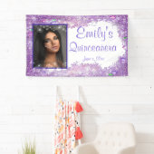 Quinceanera Feier, rosa Glitzer Gemis Sparkle Banner (Insitu)