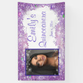 Quinceanera Feier, rosa Glitzer Gemis Sparkle Banner (Vertikal)