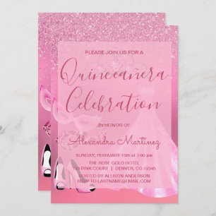 Quinceanera Feier-Rosa-Maskerade-Party Einladung