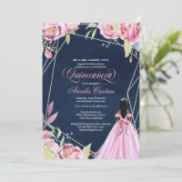 Quinceanera feiern rosa Marineblau afrolatina