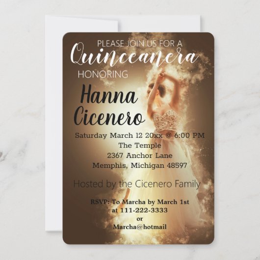 Quinceanera Feiertagskarte (Vorderseite)