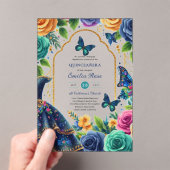 Quinceañera Fiesta Butterfliegen Stille Kleidung R Acryleinladungen (Insitu (Handheld))