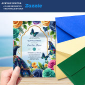 Quinceañera Fiesta Butterfliegen Stille Kleidung R Acryleinladungen