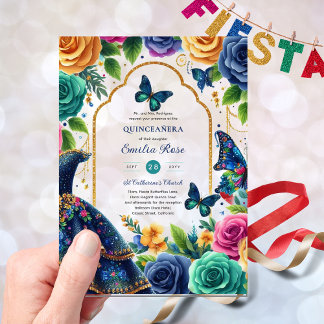 Quinceañera Fiesta Butterfliegen Stille Kleidung R Acryleinladungen