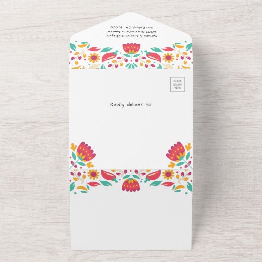 Quinceañera fiesta Floral lowrider Save the Date All In One Einladung (Außenbereich)