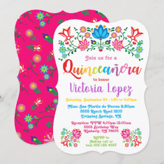 Quinceañera Fiesta-Geburtstags-Party folkart Einladung