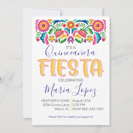 Quinceañera Fiesta Geburtstagsparty Einladung (Vorderseite)