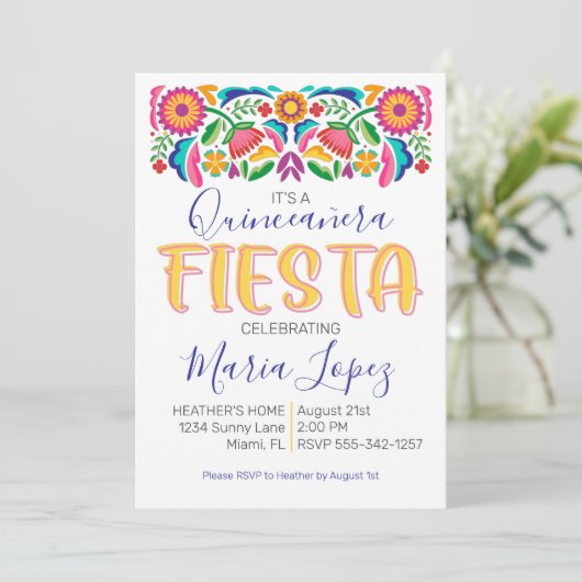 Quinceañera Fiesta Geburtstagsparty Einladung (Stehend Vorderseite)