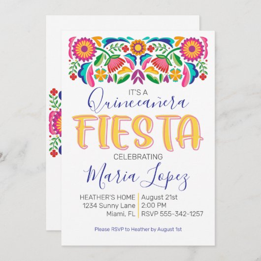Quinceañera Fiesta Geburtstagsparty Einladung (Vorne/Hinten)