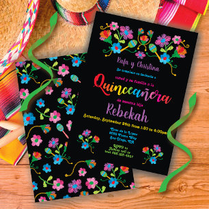 Quinceañera Fiesta Geburtstagsparty mit Stickerei Einladung