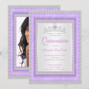 Quinceanera Flieder-Diadem Foto Geburtstagsfeier Einladung