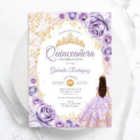 Quinceanera Flieder Purpur Gold Blumen