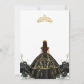 Quinceanera Floral Black Gold Invitation Einladung (Rückseite)