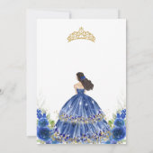 Quinceanera Floral Blue Gold Invitation Einladung (Rückseite)