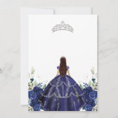 Quinceanera Floral Blue Silver Invitation Einladung (Rückseite)