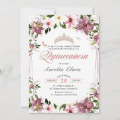 Quinceañera Floral Butterfisch Spanisch Einladung (Vorderseite)