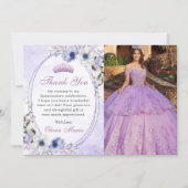 Quinceañera Floral Butterflie Tiara Dankeschön Kar Einladung (Vorderseite)