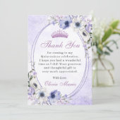 Quinceañera Floral Butterflie Tiara Dankeschön Kar Einladung (Stehend Vorderseite)