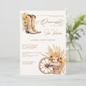 Quinceañera Floral Charro Sonnenblume Land Rustika Einladung (Stehend Vorderseite)