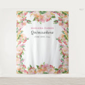 Quinceanera Floral Chic Foto Stand Hintergrund Wandteppich (Vorderseite)