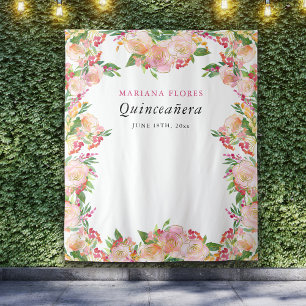 Quinceanera Floral Chic Fotobox-Hintergrund Wandteppich