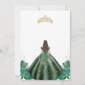 Quinceanera Floral Green Gold Invitation Einladung (Rückseite)