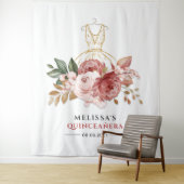 Quinceanera Floral Imitate Gold Dress 15. Geburtst Wandteppich (Beispiel)