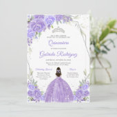 Quinceanera Floral Invitation Einladung (Stehend Vorderseite)