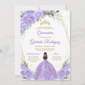 Quinceanera Floral Invitation Einladung (Vorderseite)
