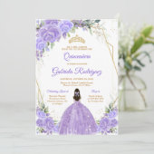 Quinceanera Floral Invitation Einladung (Stehend Vorderseite)
