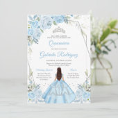 Quinceanera Floral Invitation Einladung (Stehend Vorderseite)