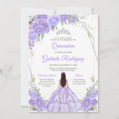 Quinceanera Floral Invitation Einladung (Vorderseite)