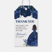 Quinceanera Floral Navy Blue Gold Mis Quince Anos Geschenkanhänger (Rückseite)