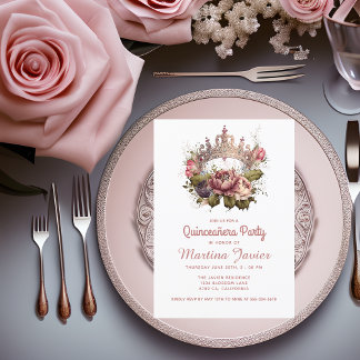 Quinceañera Floral Pincess Crown 15. Geburtstag Einladung