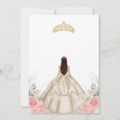 Quinceanera Floral Pink Gold Invitation Einladung (Rückseite)