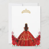 Quinceanera Floral Red Gold Invitation Einladung (Rückseite)