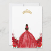Quinceanera Floral Red Rose Gold Invitation Einladung (Rückseite)